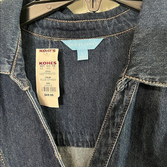 Draper James Button Front Sleeveless Tiered Denim Dress. - Picture 7 of 8